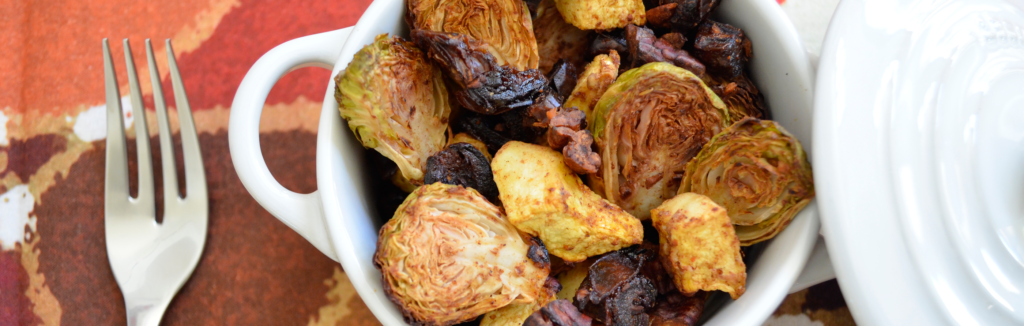 Oven Roasted Autumn Vegetables with Acorn Squash and Brussels Sprouts